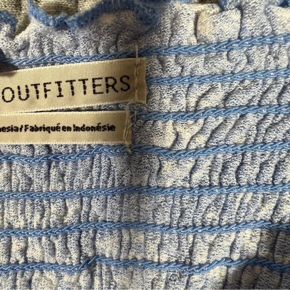 Urban Outfitters L Crop Top Long Sleeve Blue with White Flowers Stretch Light - Picture 6 of 10